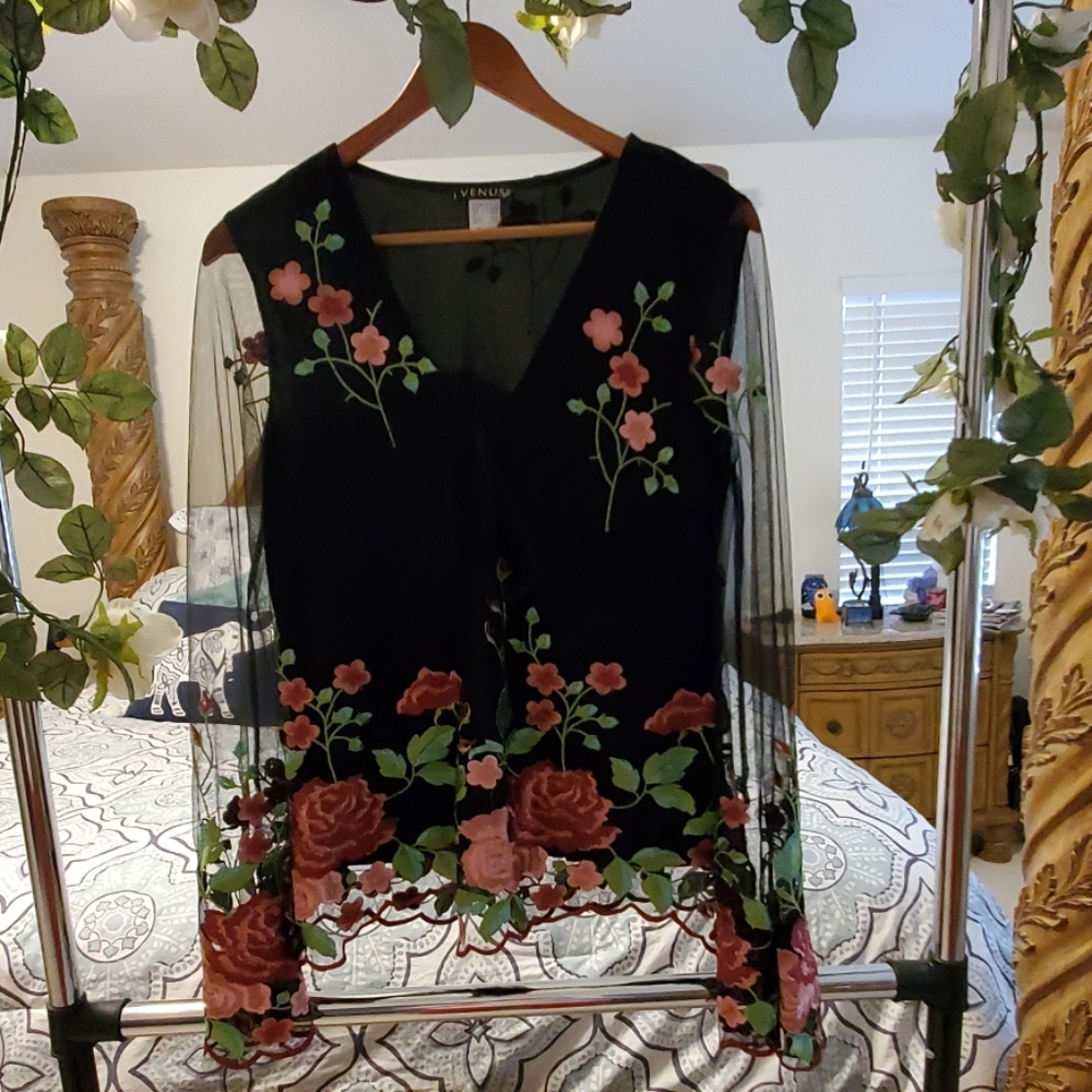 Venus Embroidered Mesh Blouse